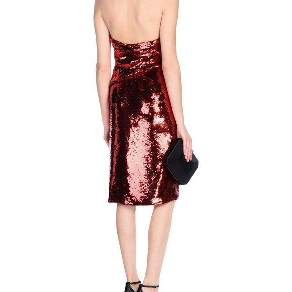SOLD! AW15 Red Wrpeffect Sequined Crepe Halterneck Dress - Picture 6 of 11